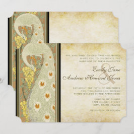 Convites Art Nouveau Peacock Love Birds Casamento