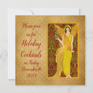 Convites Art Nouveau Retro Holiday Angel