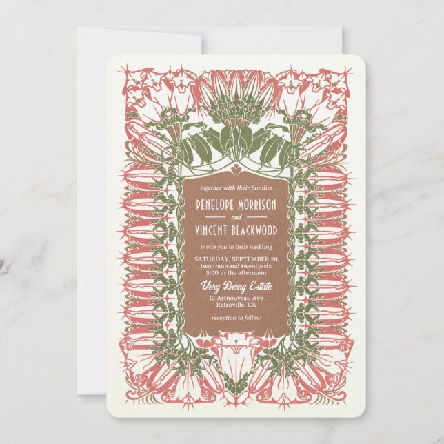 Convites Art Nouveau Royal Lily Wedding (Frente)