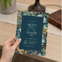 Art Nouveau Teal William Morris Casamento Floral