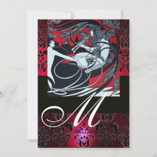 CONVITES ART NOUVEAU VERMELHO PRETO BRANCO DAMASCO MONOGRAM