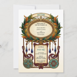 Convites Art Nouveau Vintage Oval Frame Wedding