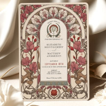 Art Nouveau Wedding Burgundy e Ivory Florals