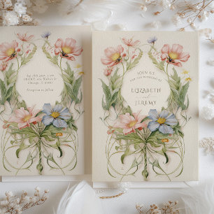 Convites Art Nouveau Wildflower Wedding