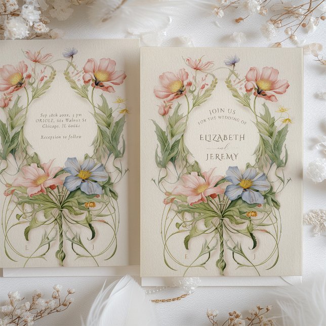 Convites Art Nouveau Wildflower Wedding (Criador carregado)