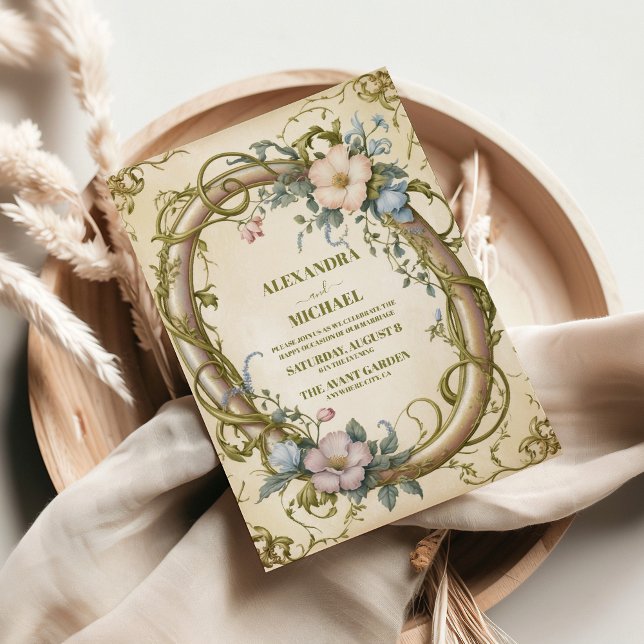 Convites Art Nouveau Wildflower Wedding (Criador carregado)