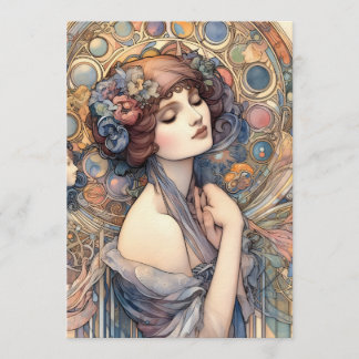 Convites Art Nouveau Woman Portrait Scrapbook Paper