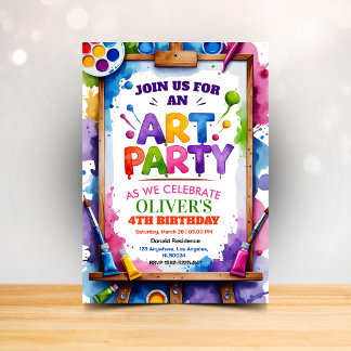 Convites Art Painting Party Birthday Invitation