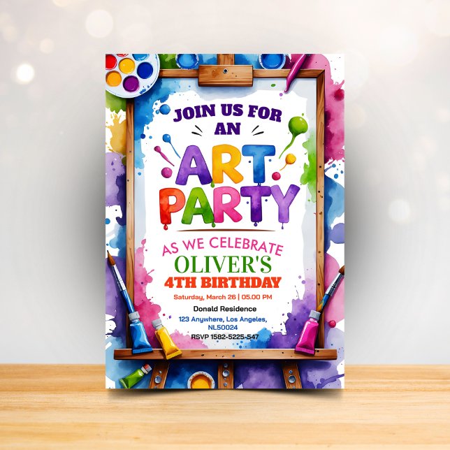 Convites Art Painting Party Birthday Invitation (Criador carregado)
