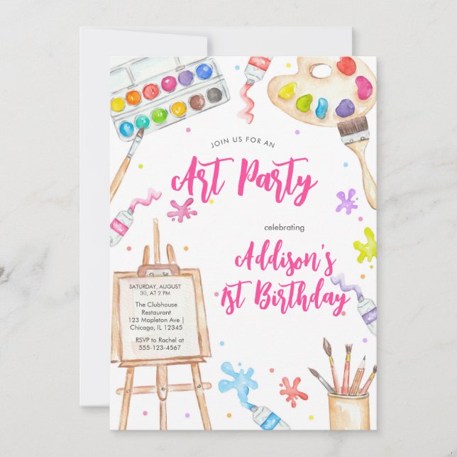 Convites Art Party Painting Craft Birthday Party Invitation (Frente)