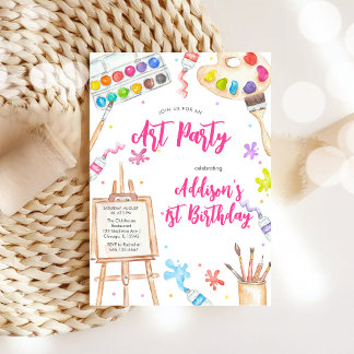 Convites Art Party Painting Craft Birthday Party Invitation