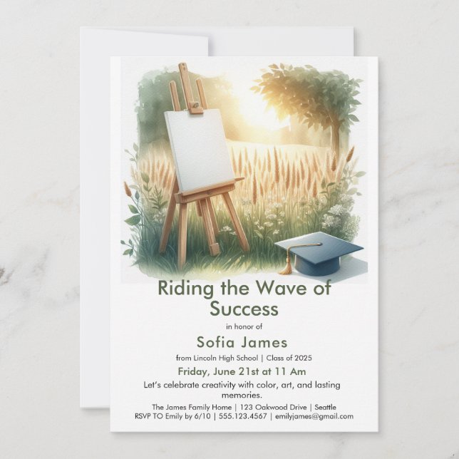 Convites Art Theme Graduation Party Invitation (Frente)