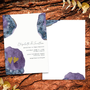 Convites Arte Abstrata Aquarela Casamento Dourado Azul Mari