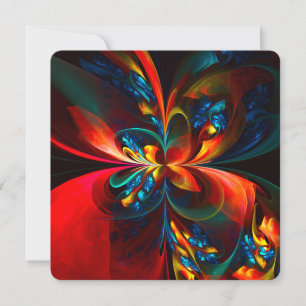 Convites Arte abstrata floral moderna padrão laranja azul #