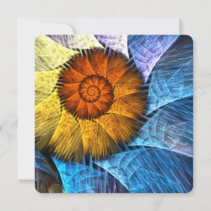 Convites Arte abstrata laranja amarelo azul floral