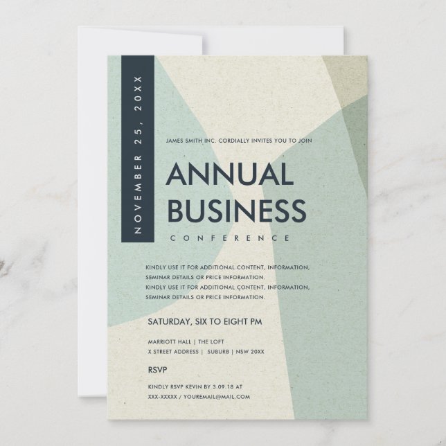 CONVITES ARTE ABSTRATA MODERNA AZUL AQUA EVENTO DE CONFERÊN (Frente)