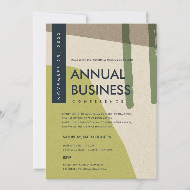 CONVITES ARTE ABSTRATA MODERNA EVENTO DE CONFERÊNCIA VERDE  (Frente)