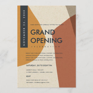 CONVITES ARTE ABSTRATA MODERNA LARANJA FERRUGEM GRANDE ABER