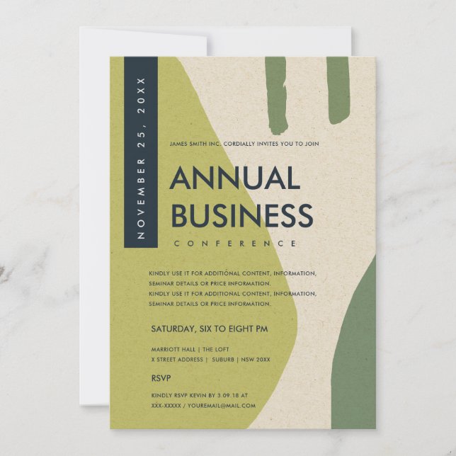 CONVITES ARTE ABSTRATA MODERNA LIMÃO VERDE EVENTO DE CONFER (Frente)