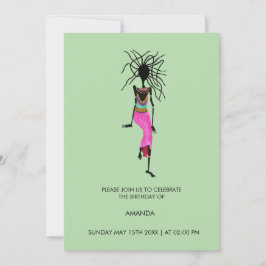 Convites Arte abstrato Africana, Mulher Guerreira Aniversár