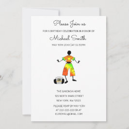 Convites Arte Africana, Felicidade Incrível Dança Aniversár