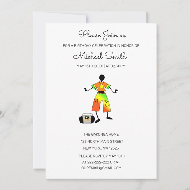 Convites Arte Africana, Felicidade Incrível Dança Aniversár (Frente)