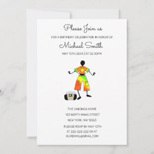 Convites Arte Africana, Felicidade Incrível Dança Aniversár