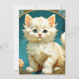 Convites Arte Alphonse Mucha Art Nouveau Gato Branco