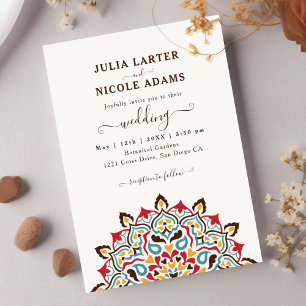 Convites Arte Árabe Nouveau Arco Floral Mandala Casamento