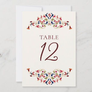 Convites Arte Botânica Floral Número de Mesa de Casamento P