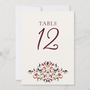 Convites Arte Botânica Floral Paisley Número da Mesa de Cas