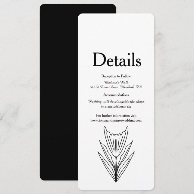 Convites Arte Botânica Minimalista Floral Monocromática (Frente/Verso)