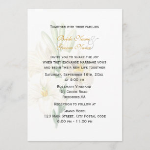 Convites Arte botânica vintage flor de lírio branco casamen