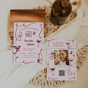 Convites Arte caprichosa retrô de doodle Casamento