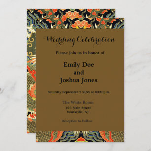 Convites Arte Colorida do Dragão Asiático Chinês