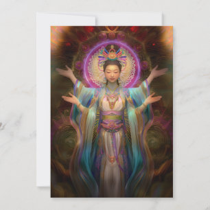 Convites Arte Colorido da Deusa Visionária Quan Yin