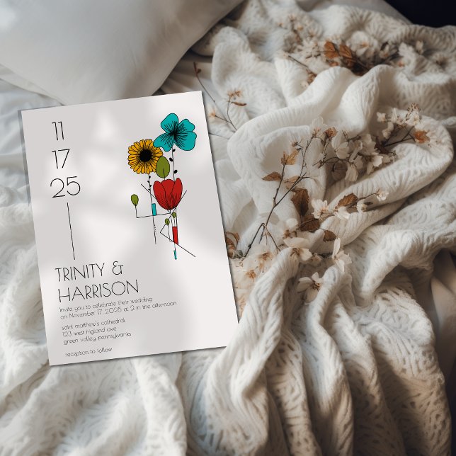 Convites Arte Contemporânea Noveau Casamento Floral (Criador carregado)