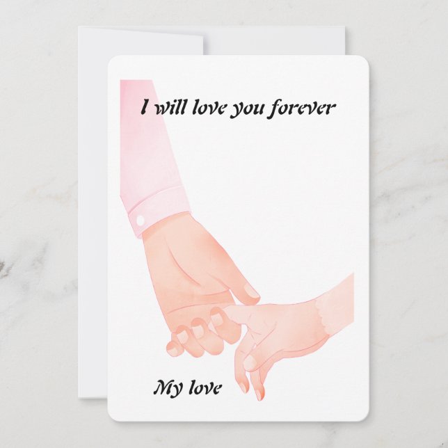 Convites Arte de Amor Mão - Pai e Criança Segurando Han (Frente)