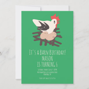 Convites Arte de Aniversário de Fazenda Animais Galinheiro