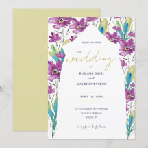 Arte de aquarela de flores silvestres violeta turq