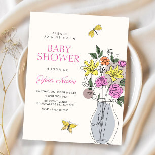Convites Arte de bouquet de flores minimalista para chá de