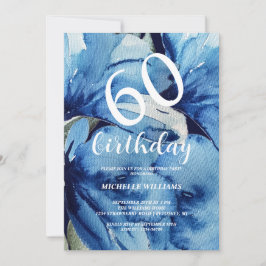 Convites Arte de Caligrafia com Aquarela Floral Índigo