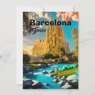 Convites Arte de cartão-postal de viagem Barcelona Espanha,