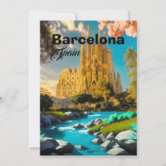 Convites Arte de cartão-postal de viagem Barcelona Espanha,