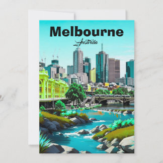 Convites Arte de cartão-postal de viagem de Melbourne, Arte