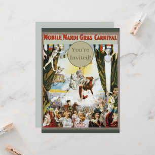 Convites Arte de Cartaz do Carnaval de Mardi Gras Móvel Vin