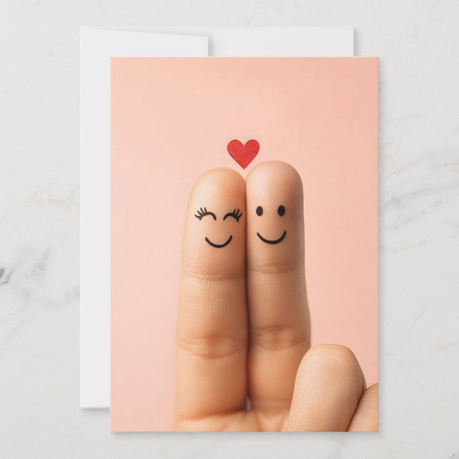 Convites Arte de casal de dedos adorável, rostos de dedos f (Frente)