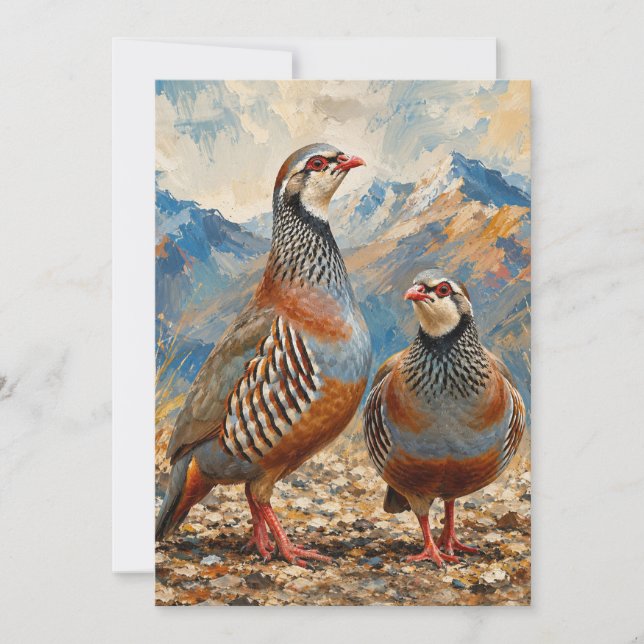 Convites Arte de casal de perdiz Chukar (Frente)