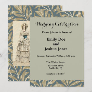 Convites Arte de casamento vitoriano vintage 1844