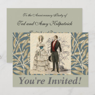 Convites Arte de casamento vitoriano vintage de 1844
